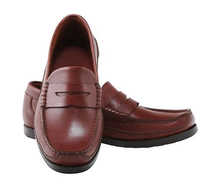 Brown leather fashion shoes. Clipping path included.