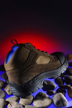 Colorful photo of an adventure boot.
