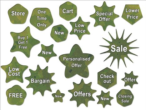 Green Jungle British DPM Style Military Camouflage Effect Buttons Badges and Bonus Sales Stickers