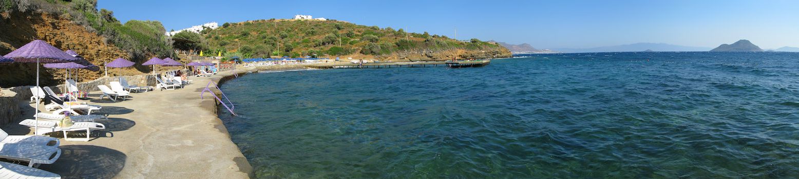Beautiful seaside scene from Aegean sea. Hi-resolution panorama.