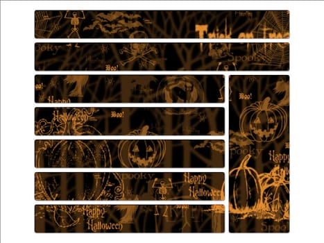 Black and orange Halloween Website Navigation Buttons Interface