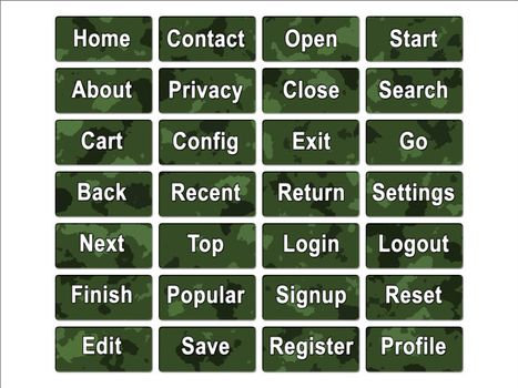 Green Jungle Army Camouflage Website Navigation User Interface Buttons