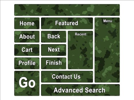 Green Jungle Army Camouflage Website Navigation User Interface Buttons