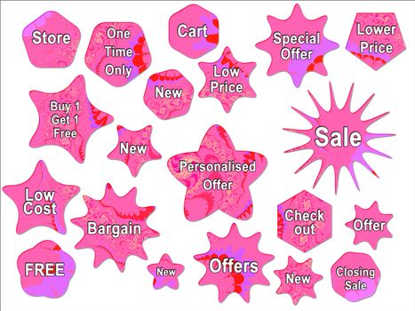 Pink Girly Bright For Sale Offer Badge Star Strickers