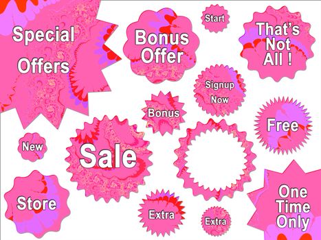Pink Girly Bright For Sale Offer Badge Star Strickers