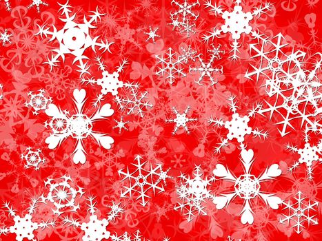 Bright White christmas snowflakes on a red background design