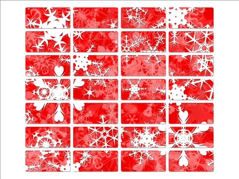 Christmas or festive season website navigation buttons with snow flakes