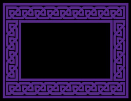 A Celtic knot frame in purple with black background, JPG version.