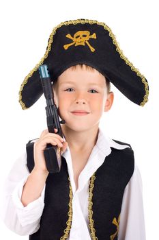 Portrait of  child pirate with a gun