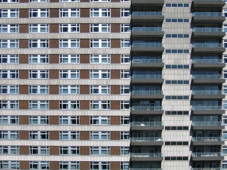 Crowded modern block of apartments condominium