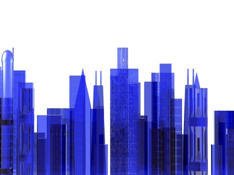 An illustration of a cityscape on a white background.