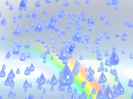 Water drops background with a rainbow