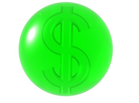 Glassy green dollar logo button