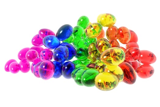 An illustration of glass Easter eggs in rainbow colors.