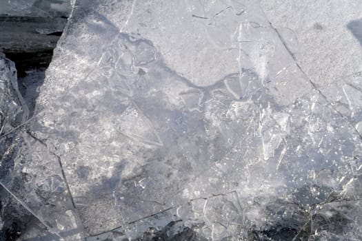 Brocken ice shinning in the winter sun.