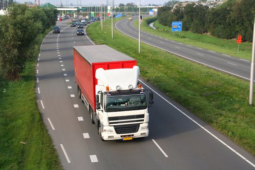 Truck driving on secondary road