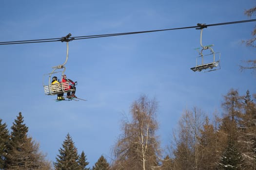 Ski lift in italian Dolomites