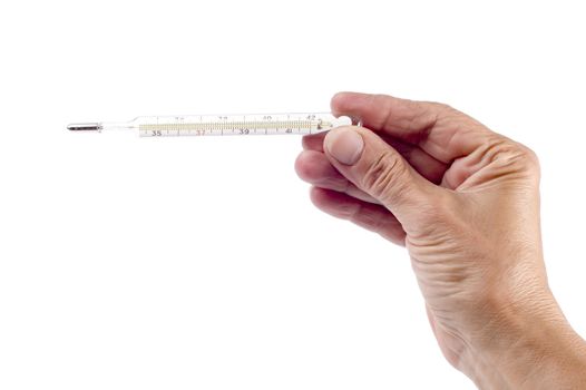 object on white - medical tool - thermometer in hand