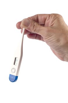 object on white - medical tool - thermometer in hand