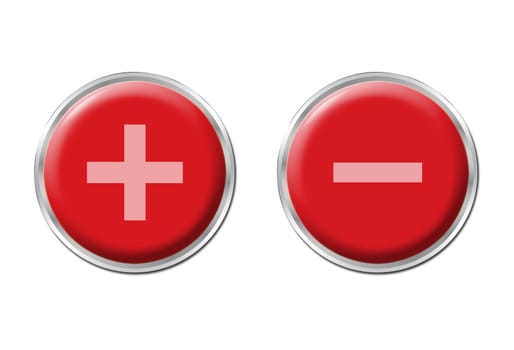 two round red controls on the white background