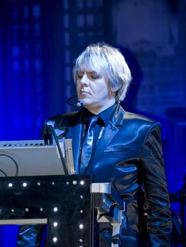 Duran Duran keyboardist Nick Rhodes live on stage in Malta on 26th July 2008 during Red Carpet Massacre Tour