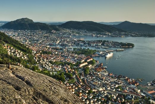 View from one of the seven mountains surrounding Bergen city of Norway!