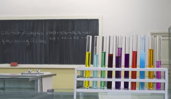 Image from a chemistry laboratory room.The focus is on the tubes stand.