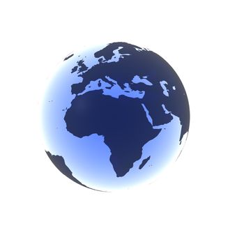 A globe with Africa rendered in a soft blue gel.