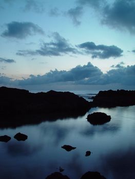 Looking across the pacific in a timed exposure form Hawaii.