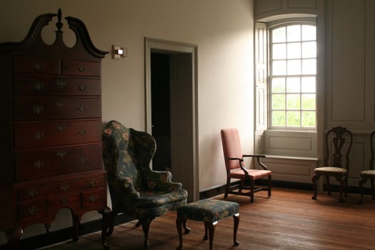 A room inside a colonial home.