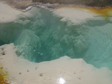 A boiling hot spring in Yellowstone National Park