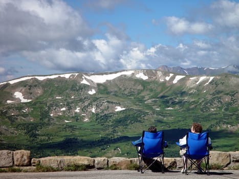 These two ladies enjoy the high alpine sun in Rocky Mountain National Park.