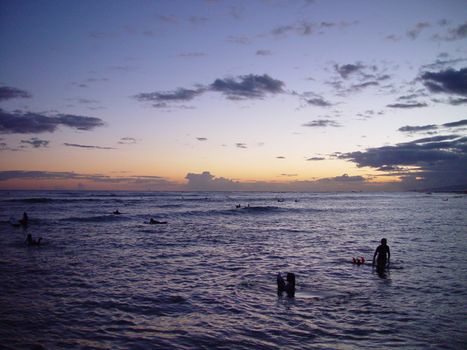 A late evening swim in Waikiki.