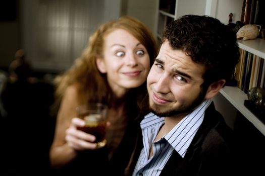 Woman pursuing a man at a party makes him uncomfortable