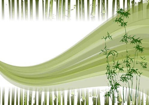 Abstract illustration of a bamboo forest with green wind