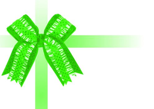 A green bow and ribbons wrapping the image as if it were a gift.