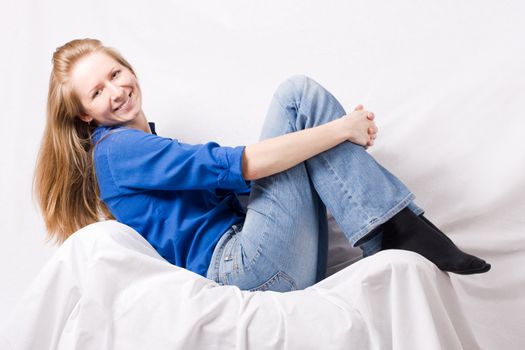 Young woman posing with smile. White background. #5