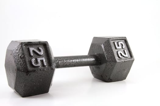 Grey hexagonal dumbbells isolaed with copy space
