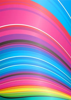 Brightly colored rainbow background with stripes and wave effect