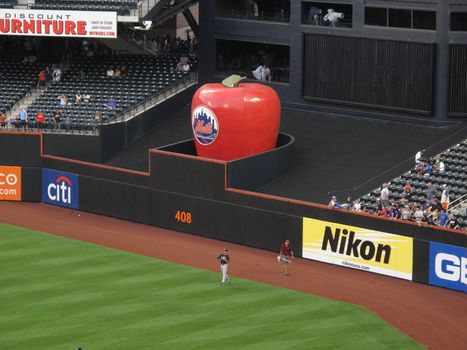Traditional Home Run Apple at Citi Field during batting practice