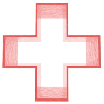 An illustration of a red cross on a white background.