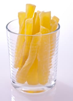 food series: dried melon sticks in the glass