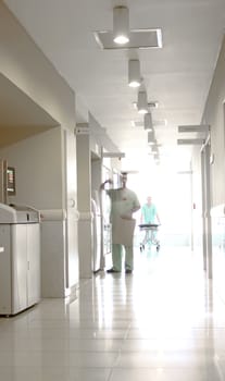 A modern hospital corridor 