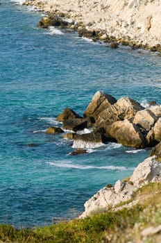 view of beautiful rocky bay at Blask Sea, Crimea, Tarhankut