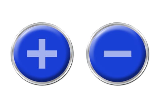 two round blue controls on the white background