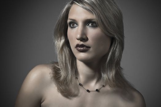 Close Portrait Of A Beautiful Blond Woman