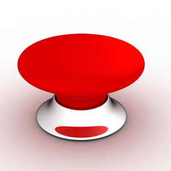 red button on a white background. 3D image