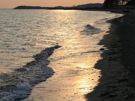 Sunset at the beach with vibrant colors