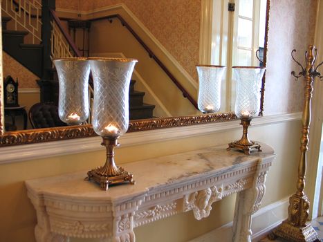 Lobby reception area of an old castle hotel Denmark