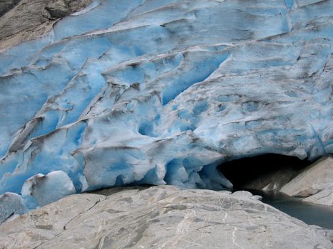 Close view of a Glacier suffering from global heating Norway